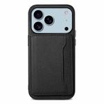 For iPhone 17 Pro Calf Texture Card Bag Design Full Coverage Phone Case(Black)