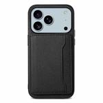 For iPhone 17 Pro Max Calf Texture Card Bag Design Full Coverage Phone Case(Black)