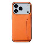For iPhone 17 Pro Max Calf Texture Card Bag Design Full Coverage Phone Case(Orange)