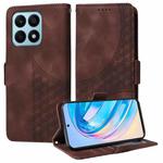 For Honor X8a 4G Embossed Rhombus Starry Leather Phone Case(Brown)