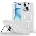 For iPhone 15 Plus Magsafe Skin Feel Lens Holder Phone Case(Transparent)