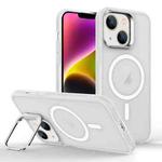 For iPhone 14 Plus Magsafe Skin Feel Lens Holder Phone Case(Transparent)