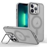 For iPhone 13 Pro Max Magsafe Skin Feel Lens Holder Phone Case(Titanium Grey)