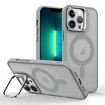 For iPhone 13 Pro Magsafe Skin Feel Lens Holder Phone Case(Titanium Grey)