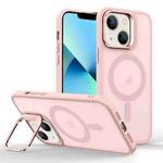 For iPhone 13 Magsafe Skin Feel Lens Holder Phone Case(Pink)