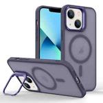 For iPhone 13 mini Magsafe Skin Feel Lens Holder Phone Case(Deep Purple)