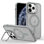 For iPhone 11 Pro Magsafe Skin Feel Lens Holder Phone Case(Titanium Grey)