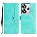 For Xiaomi Poco F6 / Redmi Turbo 3 Heart Pattern Skin Feel Leather Phone Case(Light Blue)