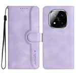 For Redmi Note 14 Pro+ 5G Heart Pattern Skin Feel Leather Phone Case(Purple)
