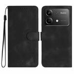For Redmi Note 13R Pro / Xiaomi Poco X6 Neo Heart Pattern Skin Feel Leather Phone Case(Black)