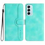 For Samsung Galaxy M14 5G / F14 5G Heart Pattern Skin Feel Leather Phone Case(Light Blue)