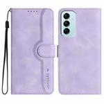 For Samsung Galaxy M14 5G / F14 5G Heart Pattern Skin Feel Leather Phone Case(Purple)