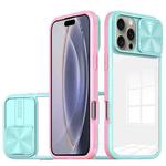 For iPhone 16 Pro Sliding Camshield Acrylic Hybrid TPU Phone Case(Blue Pink)