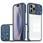 For iPhone 16 Pro Max Sliding Camshield Acrylic Hybrid TPU Phone Case(Navy Blue)