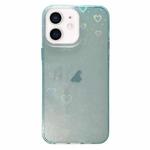 For iPhone 12 Love Pattern Transparent Lens Frame IMD Acrylic Phone Case(Green)