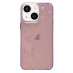 For iPhone 13 Love Pattern Transparent Lens Frame IMD Acrylic Phone Case(Pink)