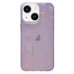 For iPhone 13 Love Pattern Transparent Lens Frame IMD Acrylic Phone Case(Purple)