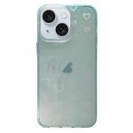 For iPhone 14 Plus Love Pattern Transparent Lens Frame IMD Acrylic Phone Case(Green)