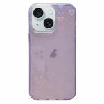 For iPhone 14 Plus Love Pattern Transparent Lens Frame IMD Acrylic Phone Case(Purple)
