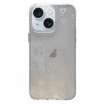 For iPhone 15 Love Pattern Transparent Lens Frame IMD Acrylic Phone Case(White)