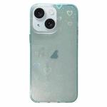 For iPhone 15 Plus Love Pattern Transparent Lens Frame IMD Acrylic Phone Case(Green)