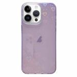 For iPhone 15 Pro Love Pattern Transparent Lens Frame IMD Acrylic Phone Case(Purple)