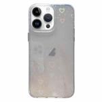 For iPhone 15 Pro Max Love Pattern Transparent Lens Frame IMD Acrylic Phone Case(White)