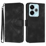 For Redmi 13 4G Line Pattern Skin Feel Leather Phone Case(Black)