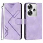 For Redmi Turbo 3 / Xiaomi Poco F6 Line Pattern Skin Feel Leather Phone Case(Light Purple)