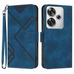 For Redmi Turbo 3 / Xiaomi Poco F6 Line Pattern Skin Feel Leather Phone Case(Royal Blue)