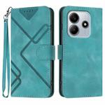 For Redmi Note 14 5G Line Pattern Skin Feel Leather Phone Case(Light Blue)