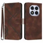 For Redmi Note 14 Pro 5G Line Pattern Skin Feel Leather Phone Case(Coffee)