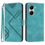 For Redmi Turbo 4 / Xiaomi Poco X7 Pro Line Pattern Skin Feel Leather Phone Case(Light Blue)
