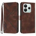 For Redmi Note 14 4G 164.84mm Line Pattern Skin Feel Leather Phone Case(Coffee)