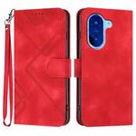 For Redmi A5 4G Line Pattern Skin Feel Leather Phone Case(Red)
