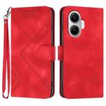 For Redmi Turbo 4 Pro / Xiaomi Poco F7 Line Pattern Skin Feel Leather Phone Case(Red)