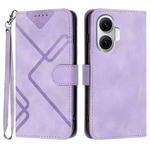 For Redmi Turbo 4 Pro / Xiaomi Poco F7 Line Pattern Skin Feel Leather Phone Case(Light Purple)
