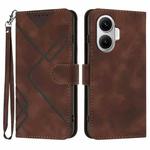 For Redmi Turbo 4 Pro / Xiaomi Poco F7 Line Pattern Skin Feel Leather Phone Case(Coffee)