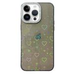 For iPhone 13 Pro Love Pattern Diamond Lens Frame IMD Acrylic Phone Case(Black)