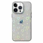 For iPhone 13 Pro Love Pattern Diamond Lens Frame IMD Acrylic Phone Case(White)