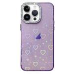 For iPhone 13 Pro Love Pattern Diamond Lens Frame IMD Acrylic Phone Case(Purple)