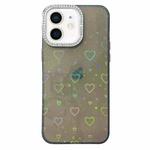For iPhone 12 Love Pattern Diamond Lens Frame IMD Acrylic Phone Case(Black)