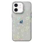 For iPhone 12 Love Pattern Diamond Lens Frame IMD Acrylic Phone Case(White)
