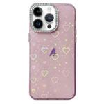 For iPhone 12 Pro Max Love Pattern Diamond Lens Frame IMD Acrylic Phone Case(Pink)