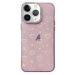 For iPhone 11 Pro Max Love Pattern Diamond Lens Frame IMD Acrylic Phone Case(Pink)