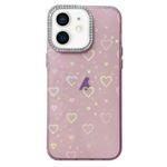For iPhone 11 Love Pattern Diamond Lens Frame IMD Acrylic Phone Case(Pink)
