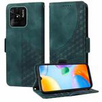 For Redmi 10C / 10 India Embossed Rhombus Starry Leather Phone Case(Green)