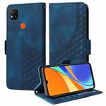 For Redmi 9C / 9 India Embossed Rhombus Starry Leather Phone Case(Blue)