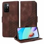 For Redmi 10 2022 Embossed Rhombus Starry Leather Phone Case(Brown)