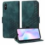 For Redmi 9A / 9i Embossed Rhombus Starry Leather Phone Case(Green)